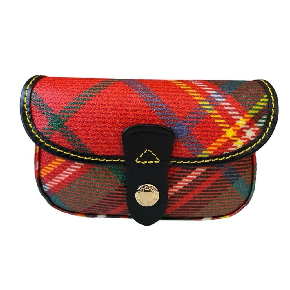 Vintage Dooney & Bourke Red Tartan Plaid Clutch Canvas Leather No Strap 6 x  3.5